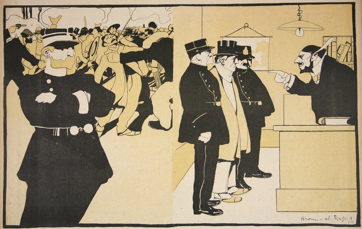 「バタープレート：警察」のイラスト、1903年5月23日 作： ジョルジュ・ドストヤ