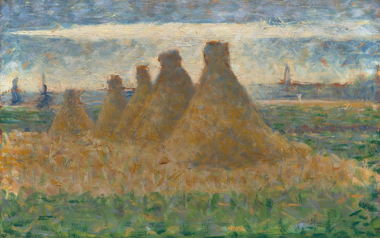 干し草の山、c。 1882年。 作： ジョルジュ・ピエール・スーラ