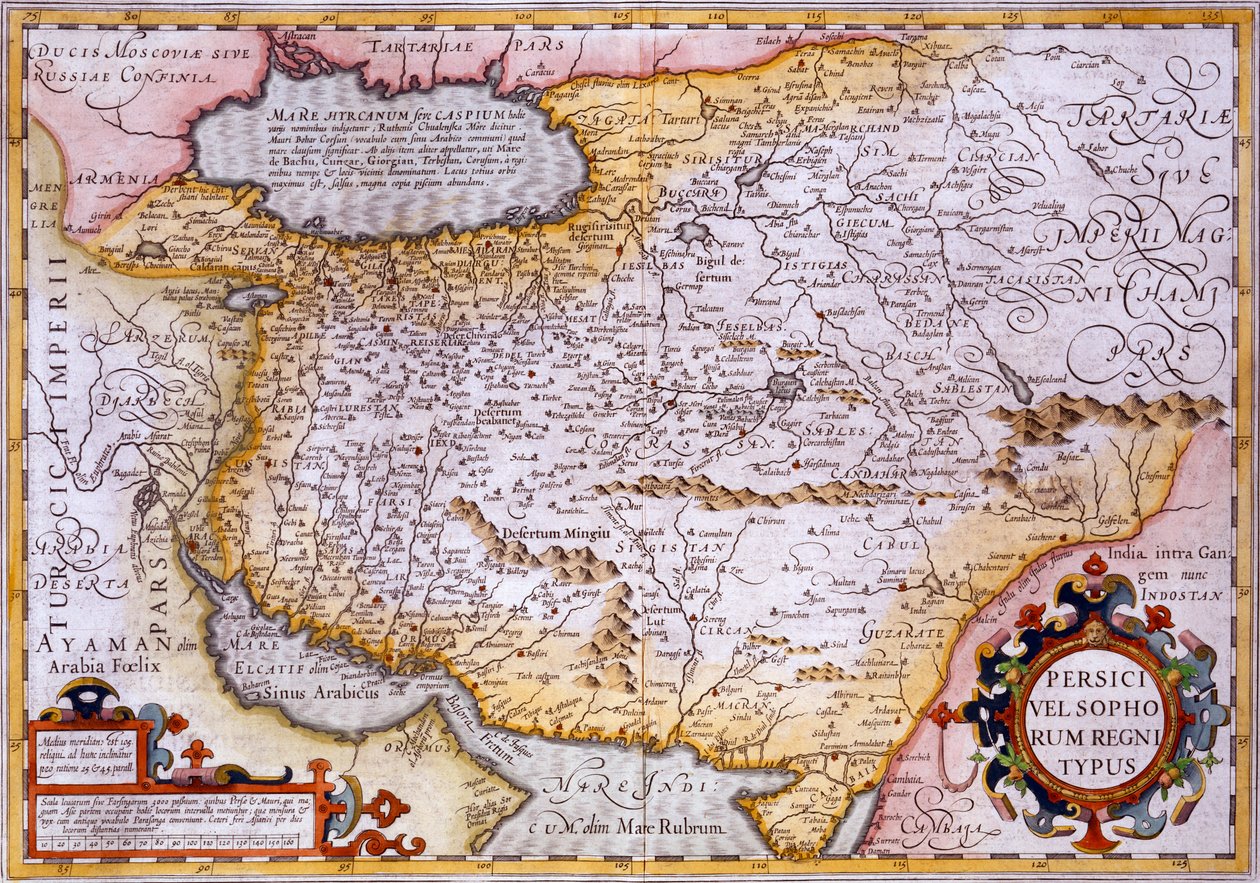 ペルシャの地図、1638年（手描きの彫刻） 作： ゲラルドゥスメルカトル