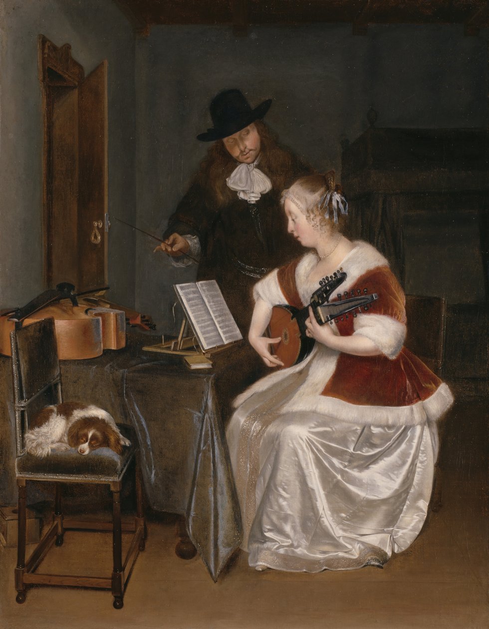 音楽レッスン、c。 1670年。 作： ヘラルトテルボルチII