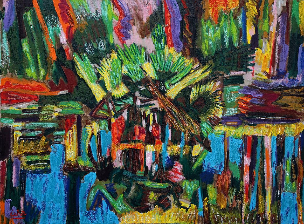 Estuario Abstracto.2018（キャンバスに油彩） 作： ゲルハルト・イスリングハウス