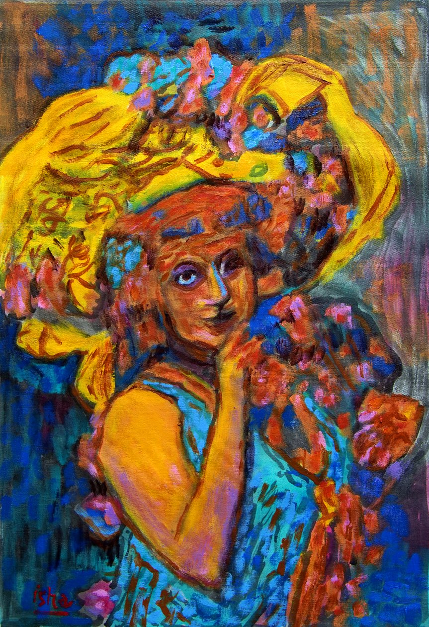 Flowered Damsal II, 2023（キャンバスに油彩） 作： ゲルハルト・イスリングハウス