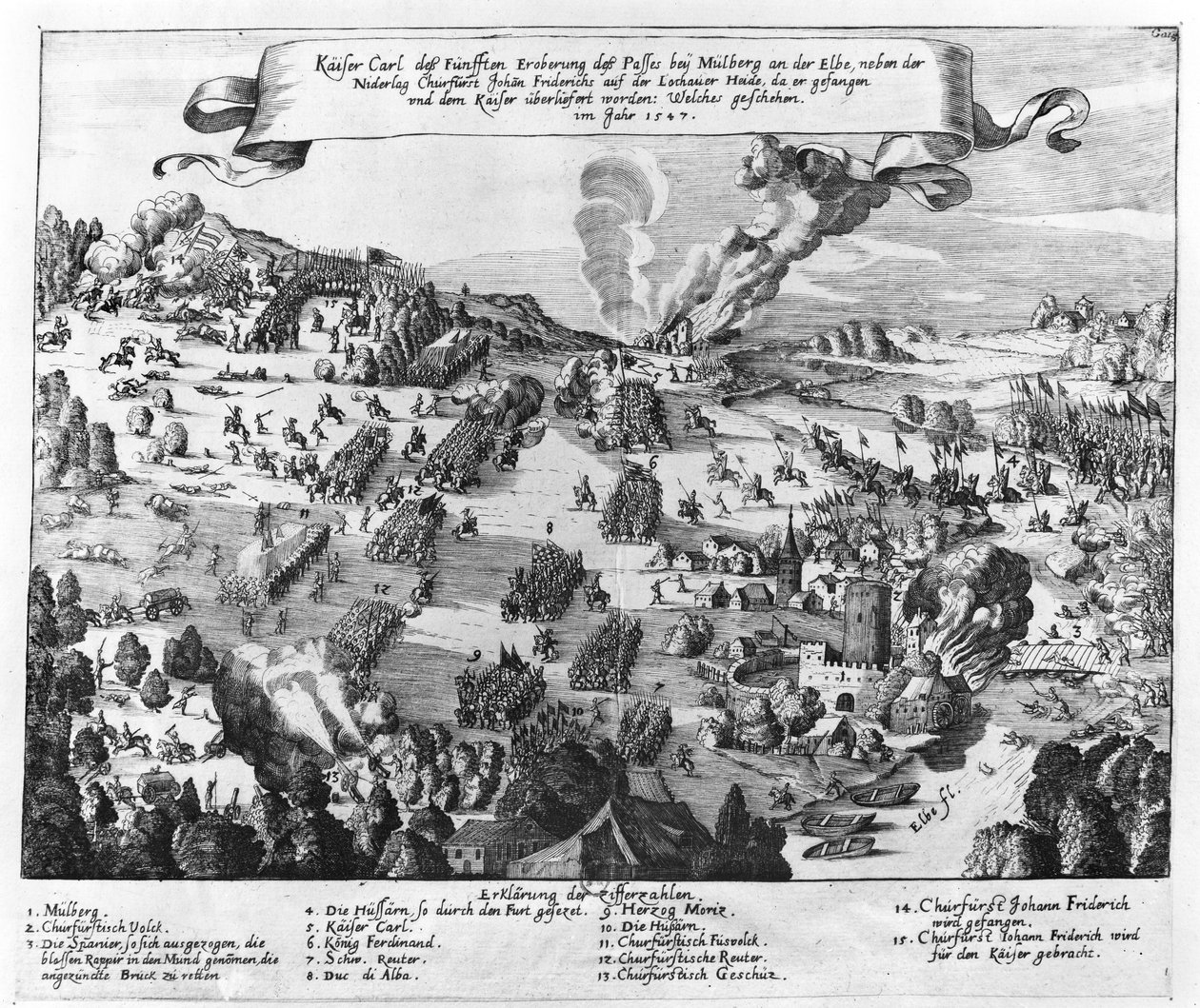 ミュールベルクの戦いの概観、1547年4月24日 作： ドイツ語学校