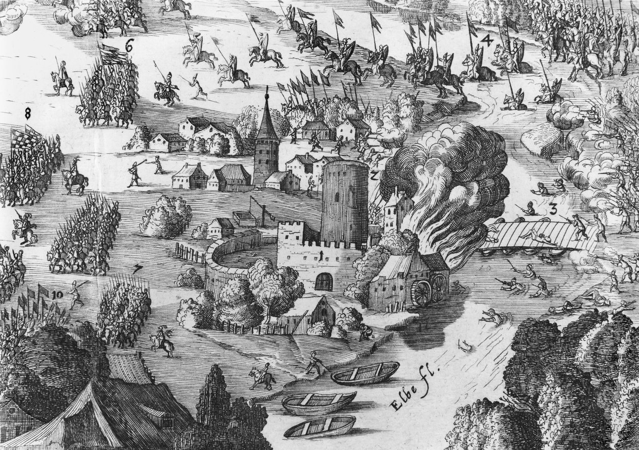 ミュールベルクの戦いの概観、詳細、1547年4月24日（217805、217806も参照） 作： ドイツ語学校