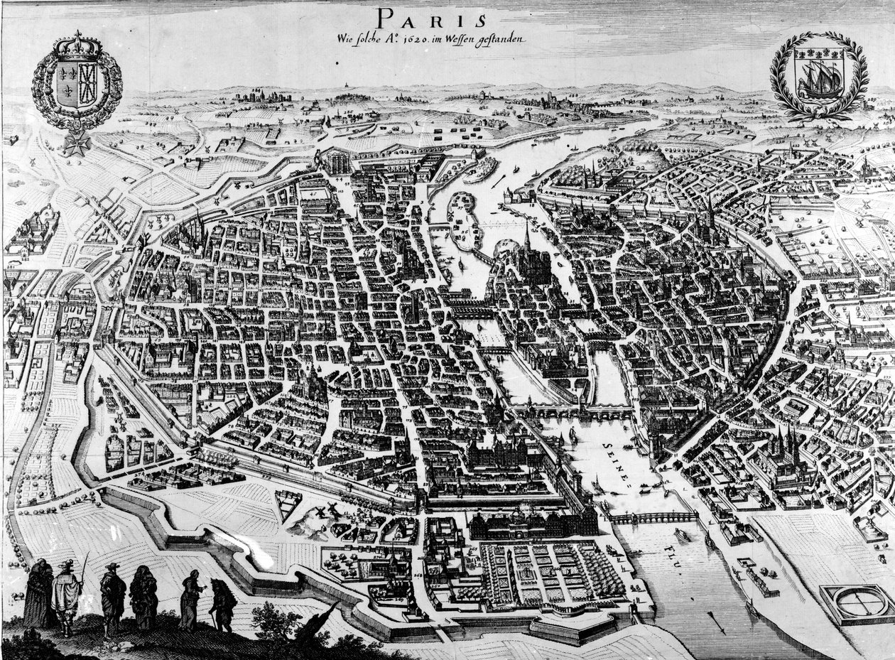 パリの地図、1620年 作： ドイツ語学校