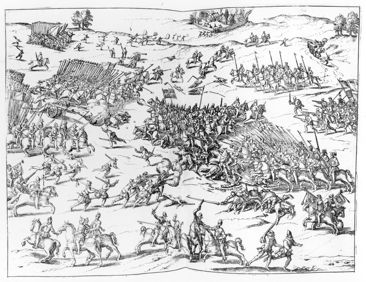 1580年のフランス人とフランドル人の間のコートレの戦い 作： ドイツ語学校