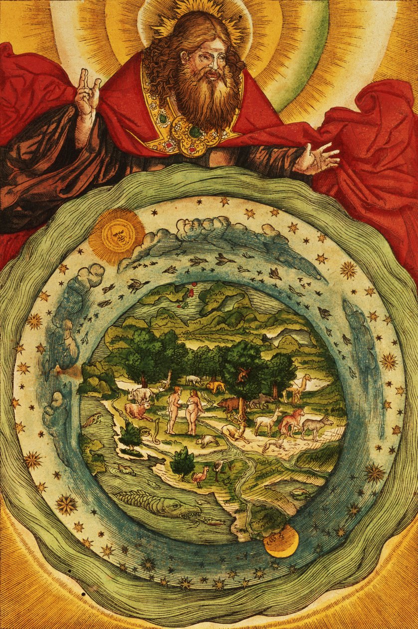ルター聖書の創造物、c.1530（色の木版画） 作： ドイツ語学校