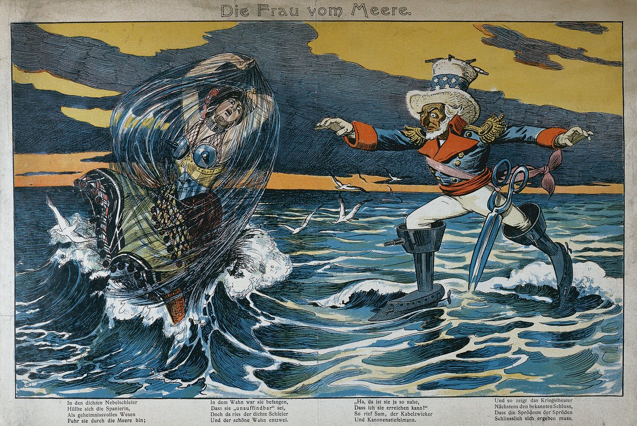 スペイン系アメリカ人戦争に関する風刺画、1898年 作： ドイツ語学校