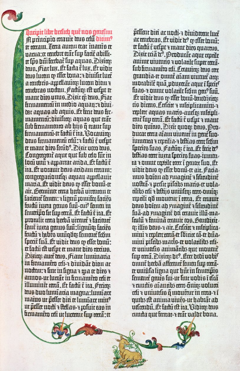 グーテンベルク・バイブル、マインツ 1450-55年頃 作： ドイツ語学校