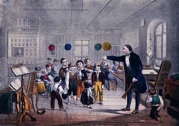The Village Schoolmaster, c.1850 (カラーリトグラフ) 作： ドイツ語学校