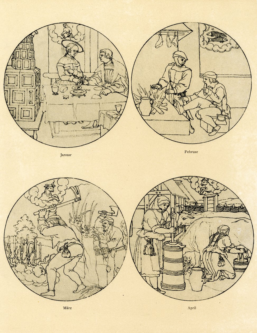 円形の12個のカレンダー画像 作： ドイツ語学校