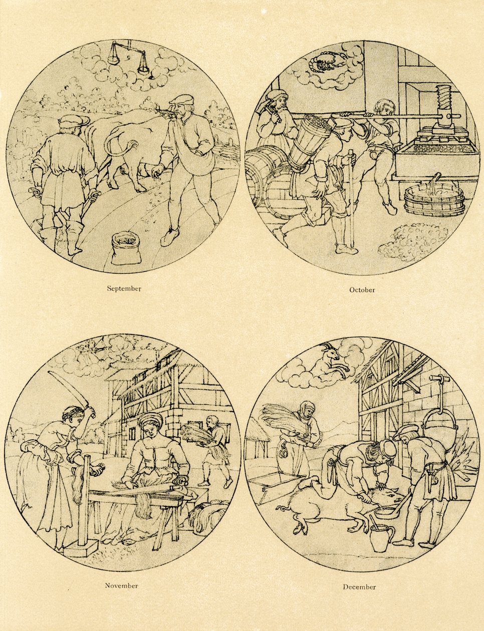 円形の12個のカレンダー画像 作： ドイツ語学校