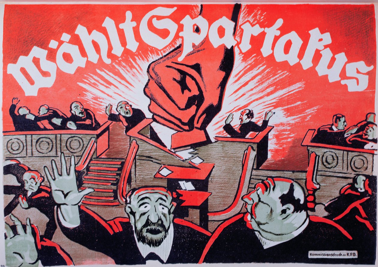 投票スパルタカス、スパルタシストリーグ選挙ポスター、1918 作： ドイツ語学校