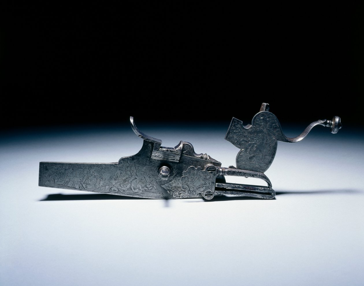 狩猟用ライフルのホイールロック式、c.1720-40（鋼） 作： ドイツ語学校
