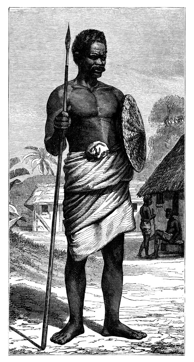 マダガスカルの戦士、19世紀。 作： ジェローム・スタール