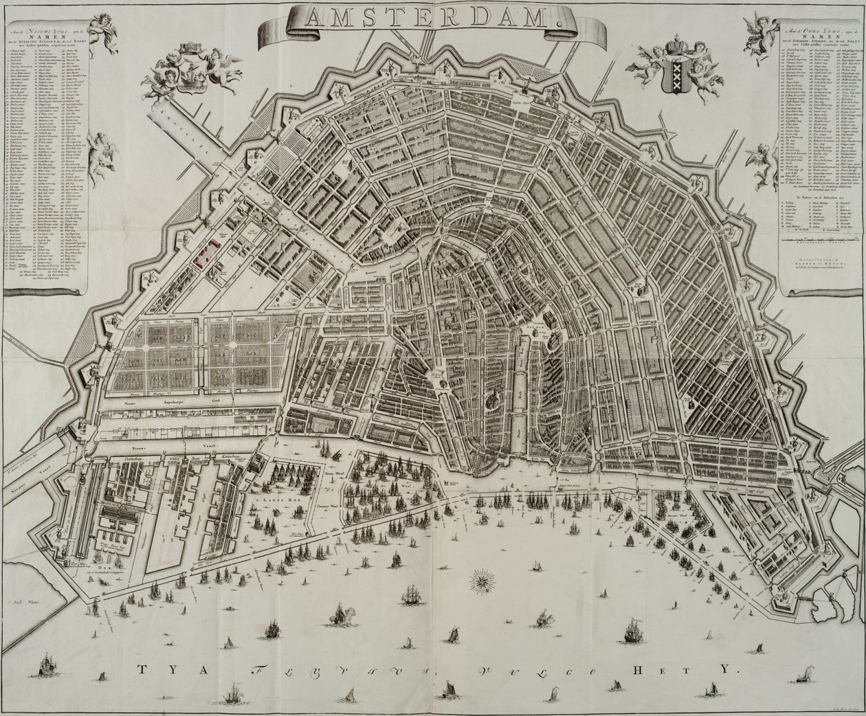 1737年のGerrit de Broenによるアムステルダムの地図 作： ゲリット・ド・ブロエン