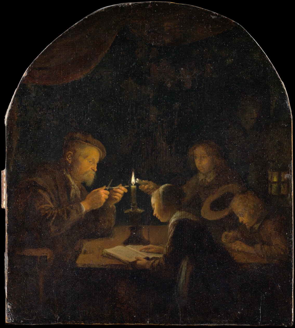 夜間学校、カリフォルニア州。 1655-57。 作： ゲリット・ドゥ