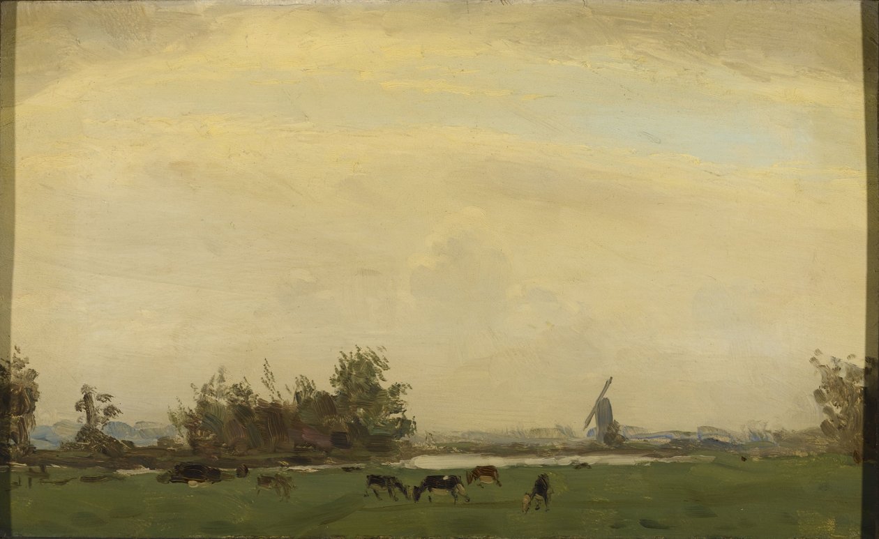 Spaarne の牧草地の風景 作： ゲリット・ウィレム・ダイセルホフ