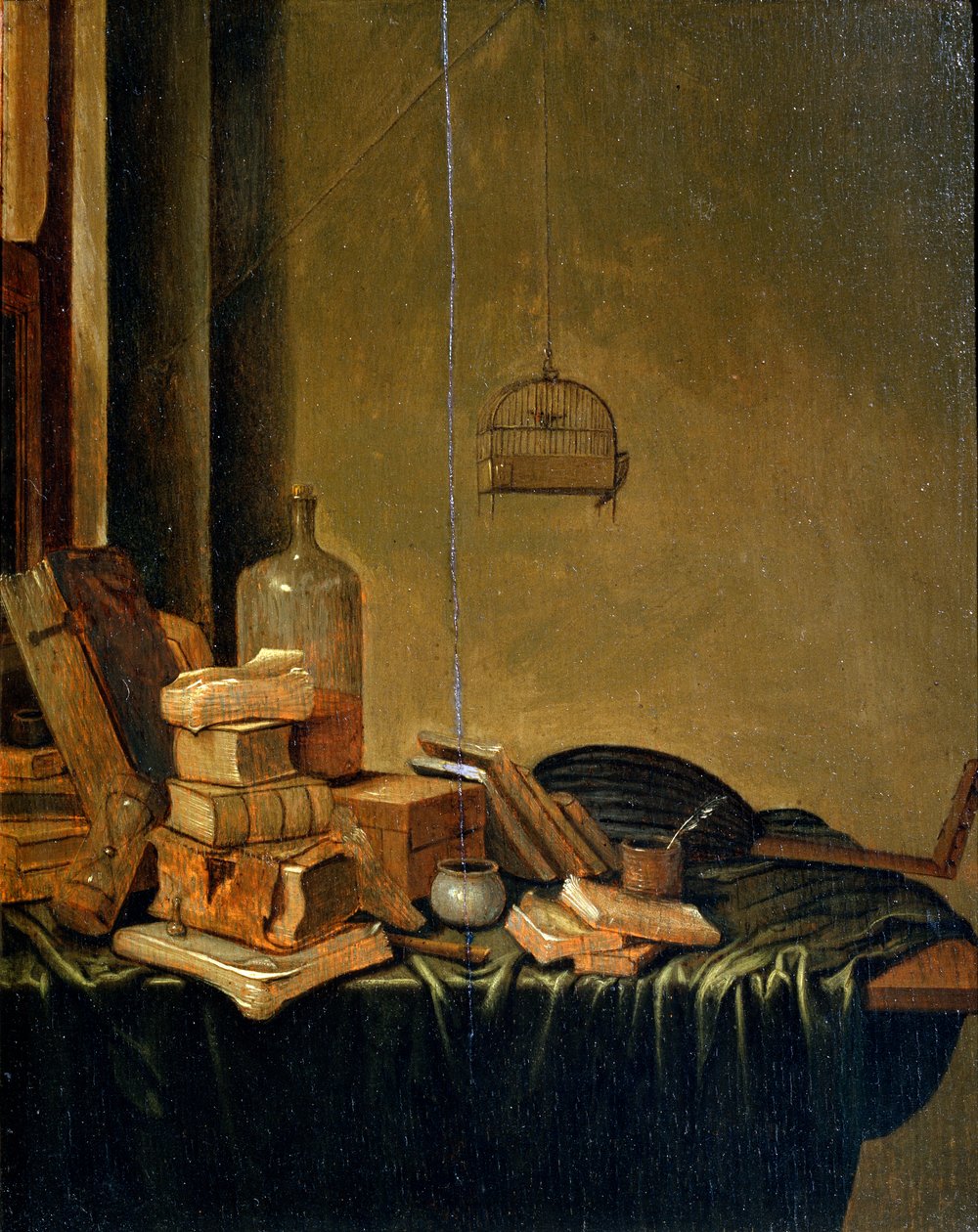 「本のある静物」、17世紀。 作： Gerrit van Vucht