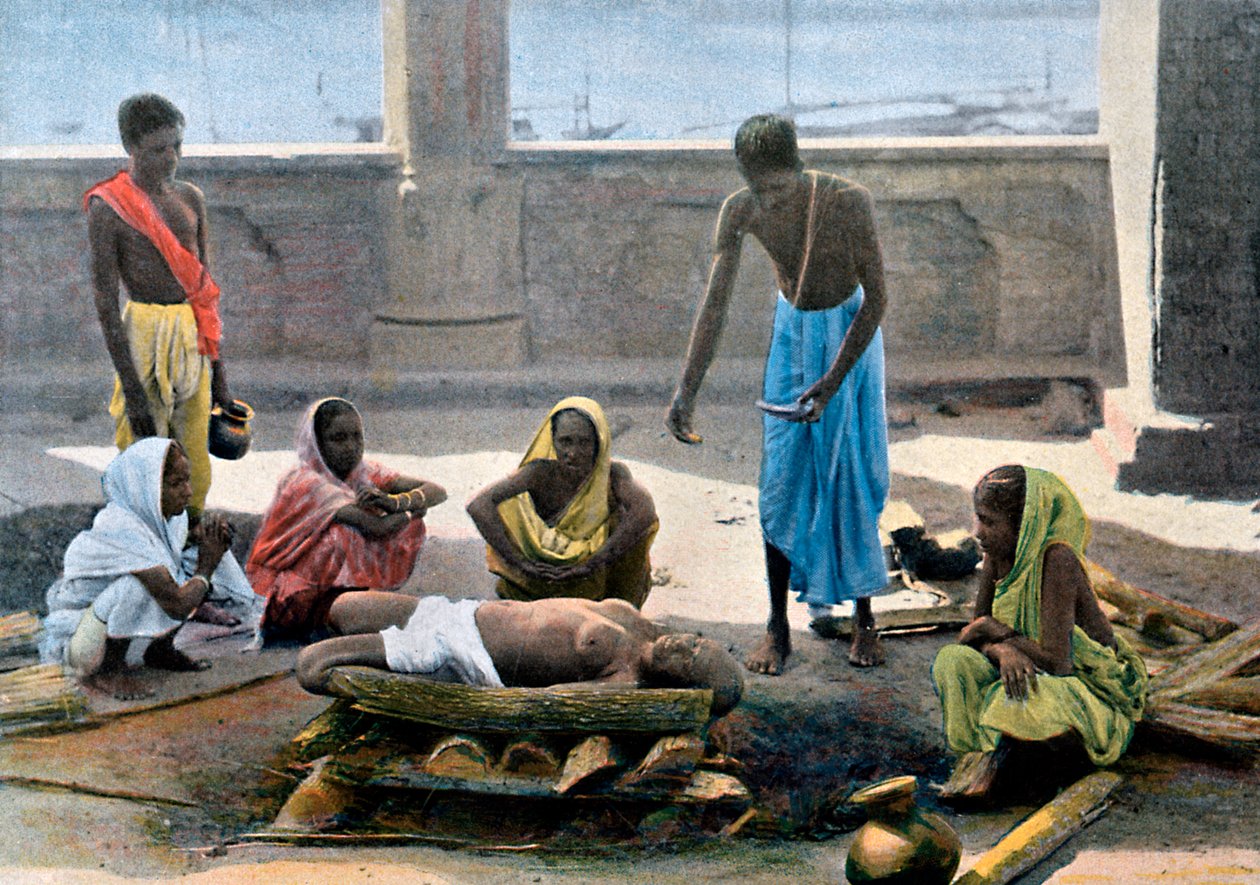 インドの火葬、c1890 作： ギロット