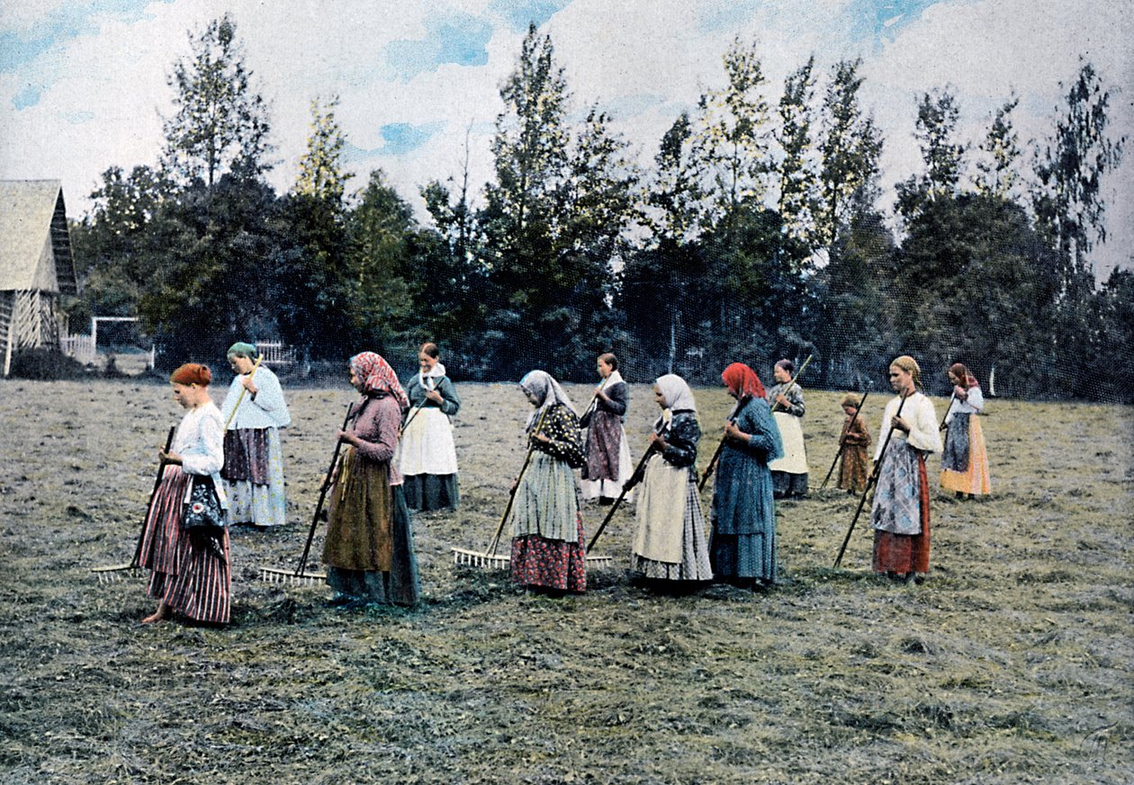 ロシア、モスクワ周辺の干し草製造、c1890 作： ギロット