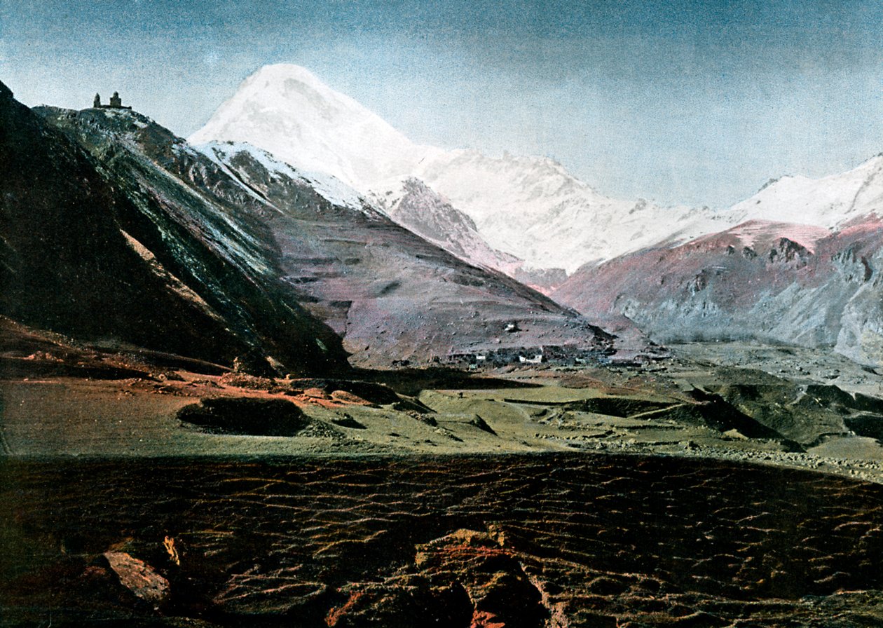 カズベク山、コーカサス、c1890 作： ギロット