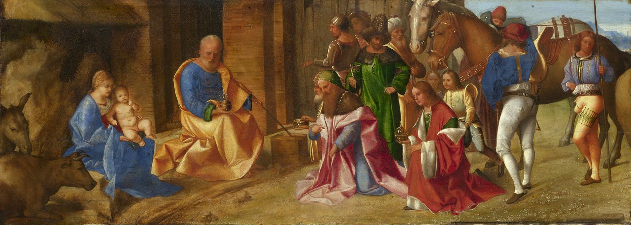 賢者の崇拝、1490年頃 作： ジョルジョーネ・ダ・カステルフランコ