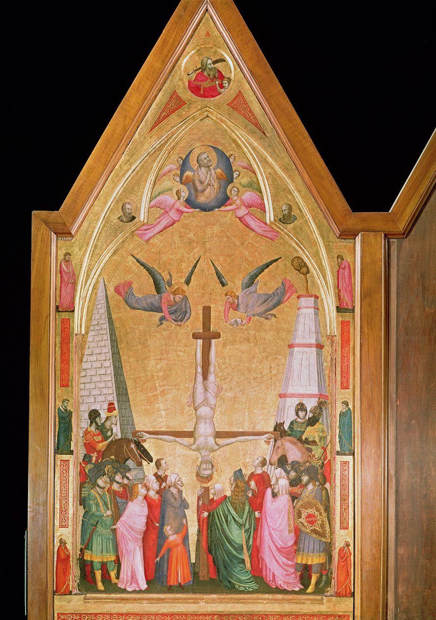 聖ペテロの十字架、ステファネスキ三連祭壇画の左側のパネル、c.1320（パネル上のテンペラ） 作： ジョット・ディ・ボンドーネ