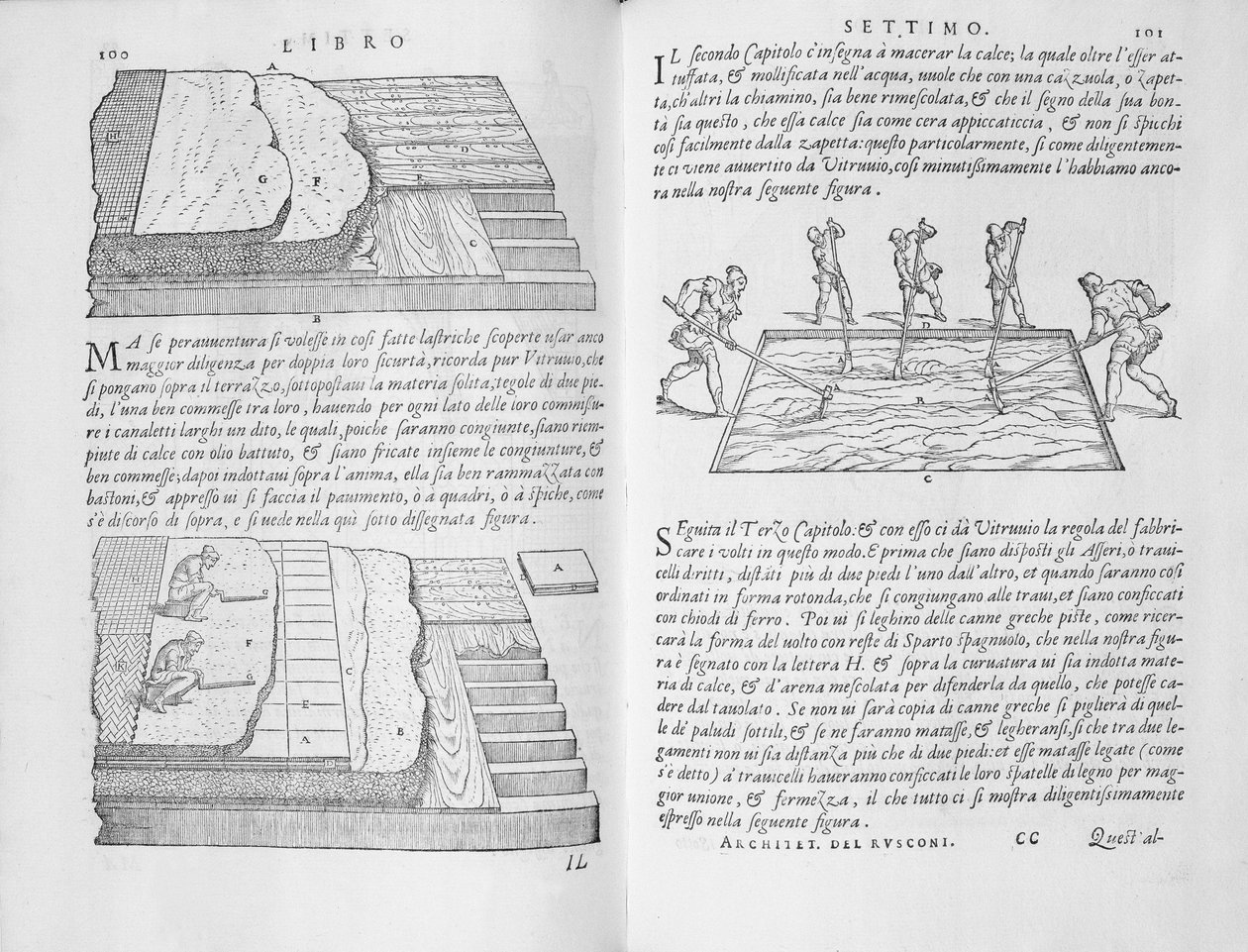 「Della Architettura」からの床と敷設の段階と方法、1590年公開（205051も参照） 作： ジョヴァンニ・アントニオ・ルスコーニ
