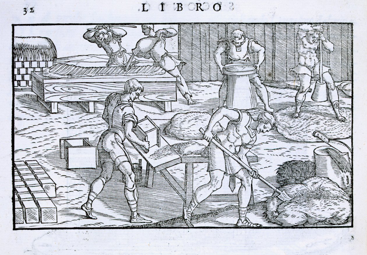 「Della Architettura」からのヴァナキュラーハウジングとレンガ製造、1590年発行 作： ジョヴァンニ・アントニオ・ルスコーニ