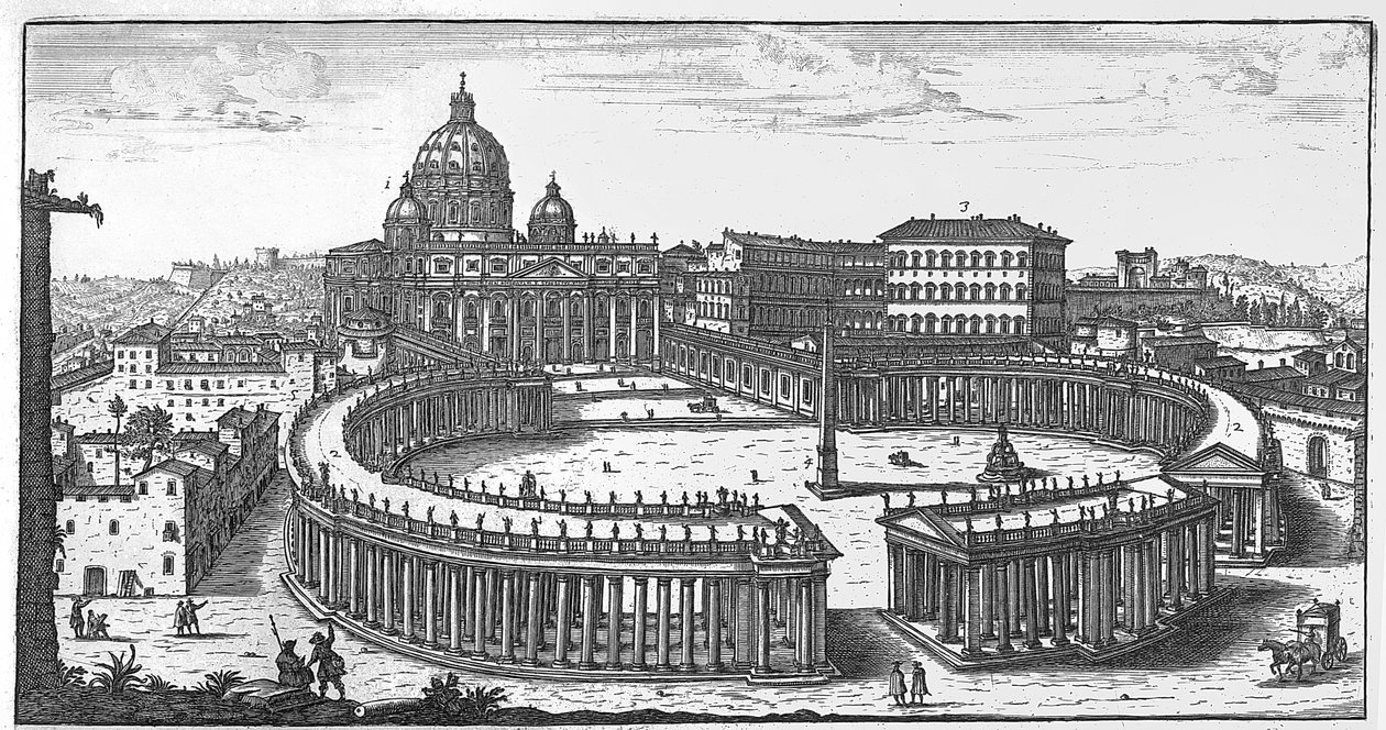 ローマのサンピエトロ広場に関するベルニーニの当初の計画 作： ジョヴァンニ・バッティスタ・ファルダ