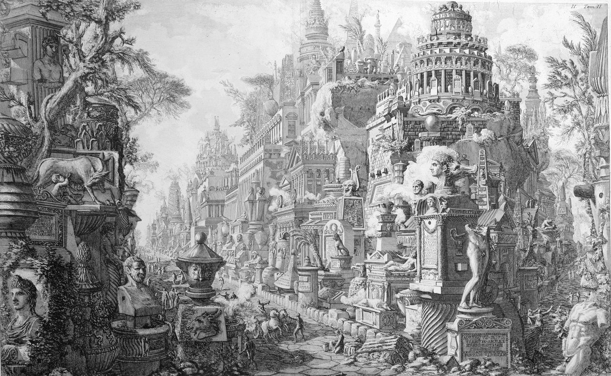 ローマの寓意的な作品とその歴史、1835年にパリで出版された「Le Antichita Romane de GB Piranesi（1756）」より 作： ジョバンニ・バッティスタ・ピラネージ