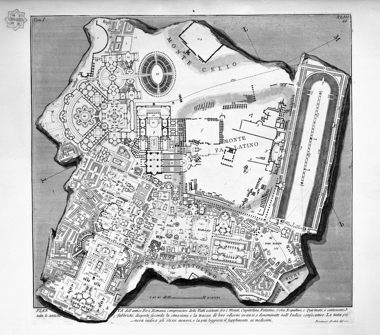 フォーラムロマナムの地図 作： ジョバンニ・バッティスタ・ピラネージ