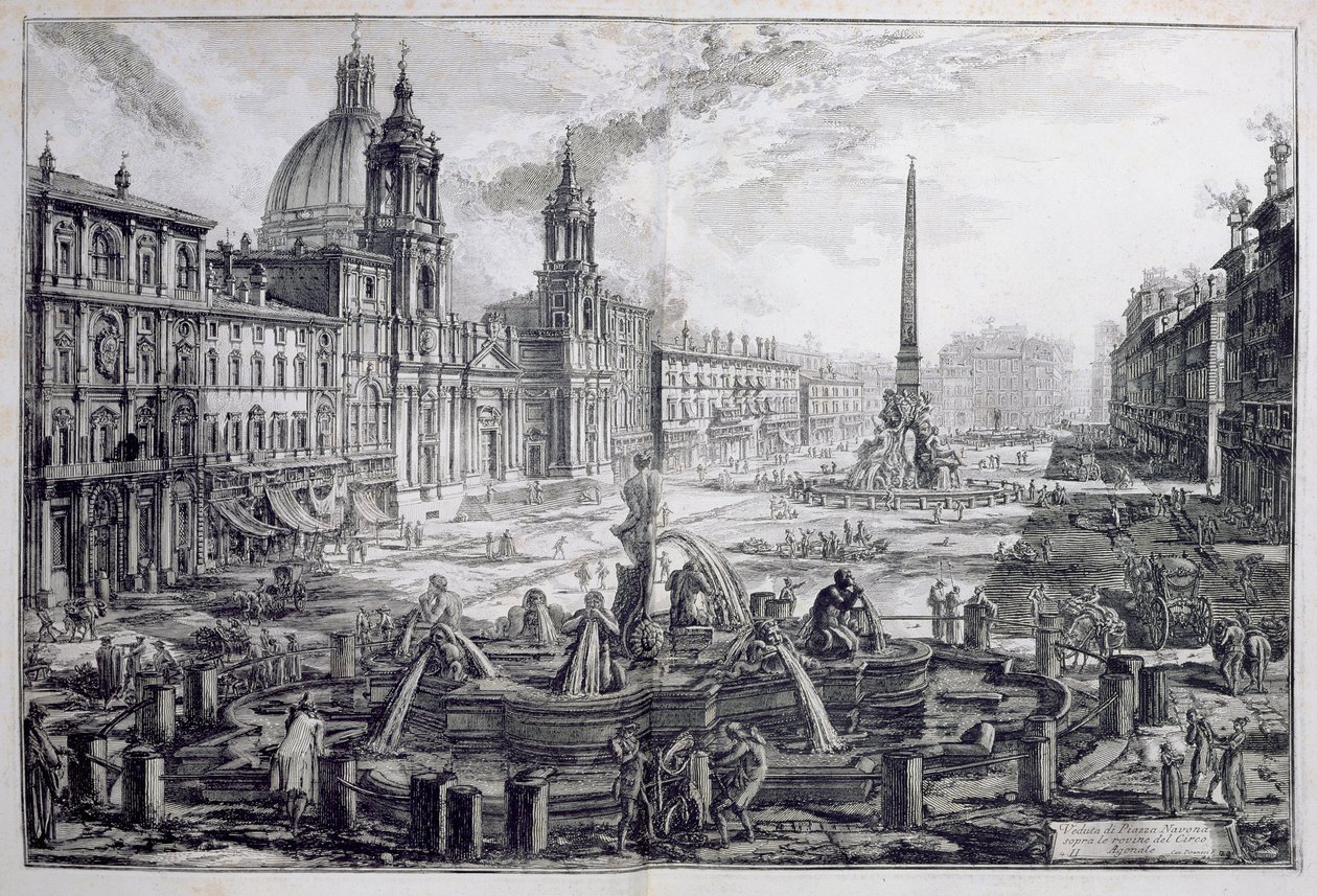 ナヴォーナ広場は、「Le Antichita Romane de GB Piranesi（1756）」から、パリ1835年に出版されました 作： ジョバンニ・バッティスタ・ピラネージ