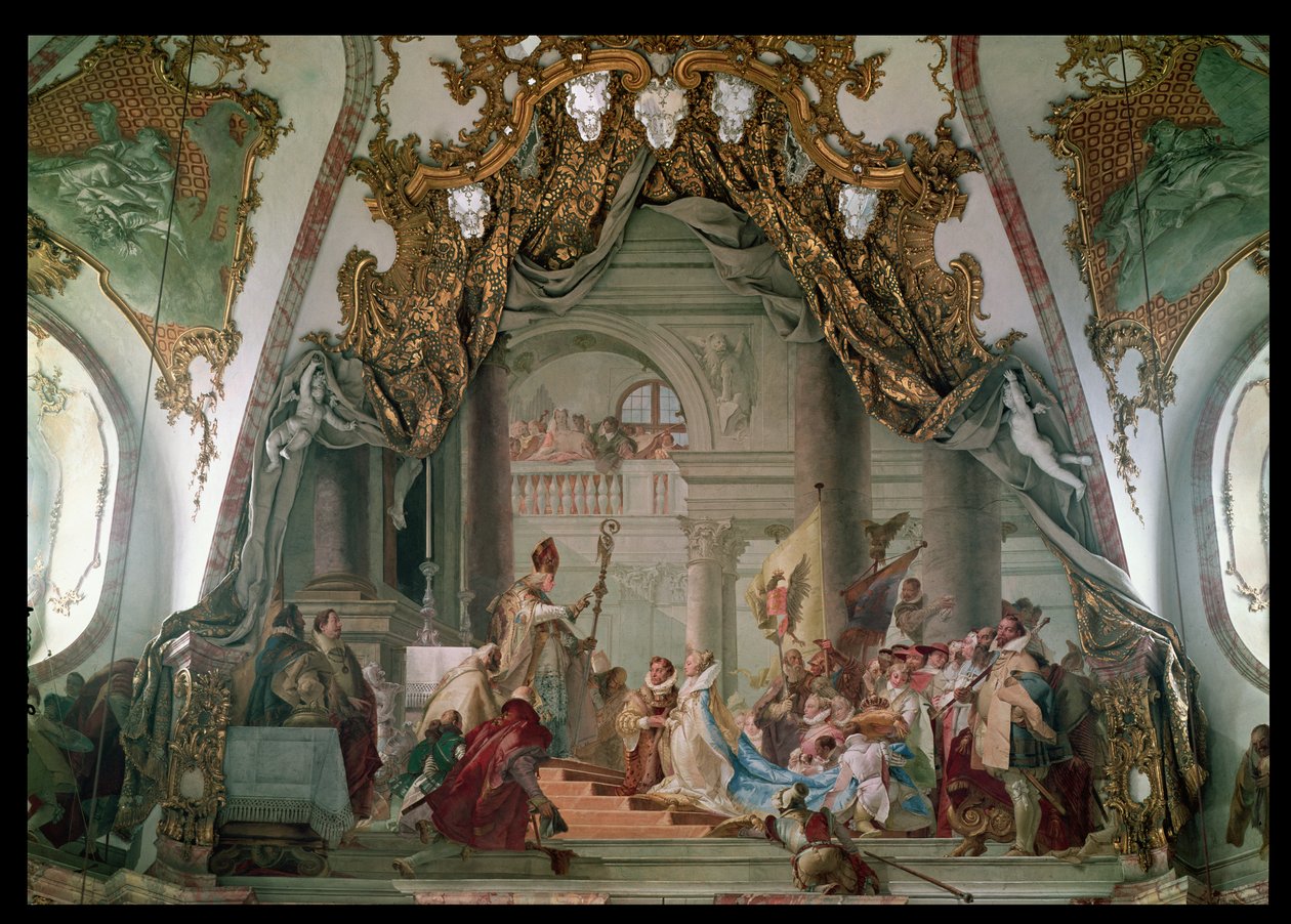1156年のブルゴーニュのフレデリック1世（c.1123-90）バルバロッサとベアトリス1世（1145-84）の結婚 作： ジョバンニ・バティスタ・ティエポロ