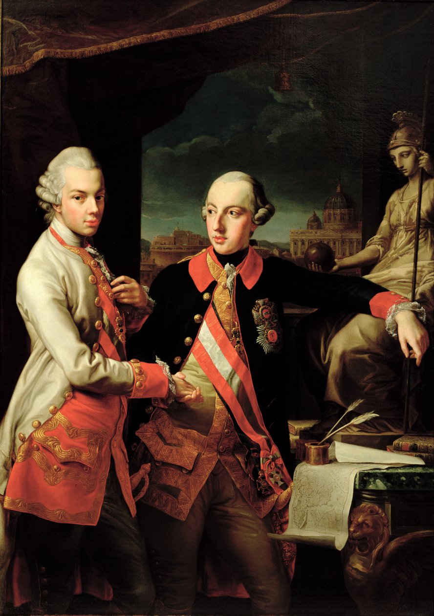 オーストリアのジョセフ2世（1741-90）とトスカーナのレオポルド2世（1747-92） 作： ジョバンニパニールボまたはパナルボ