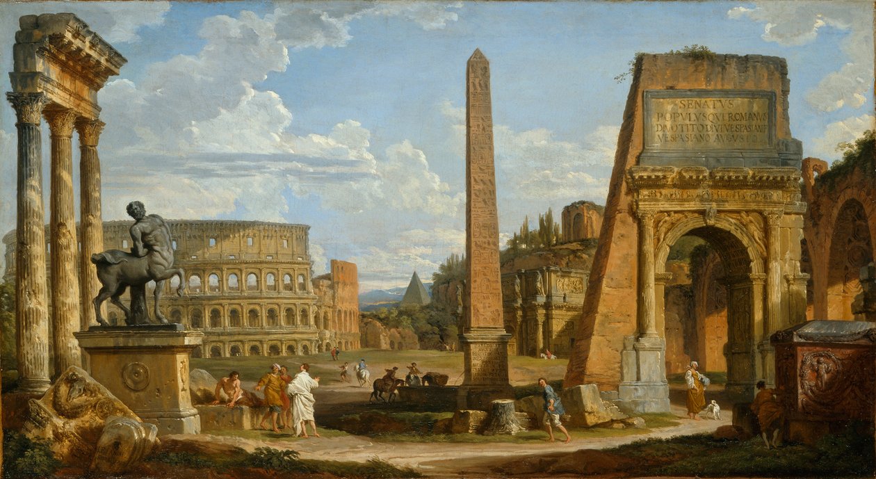 ローマ時代の遺跡のカプリッチョビュー、1737 作： ジョバンニ・パオロ・パニーニ