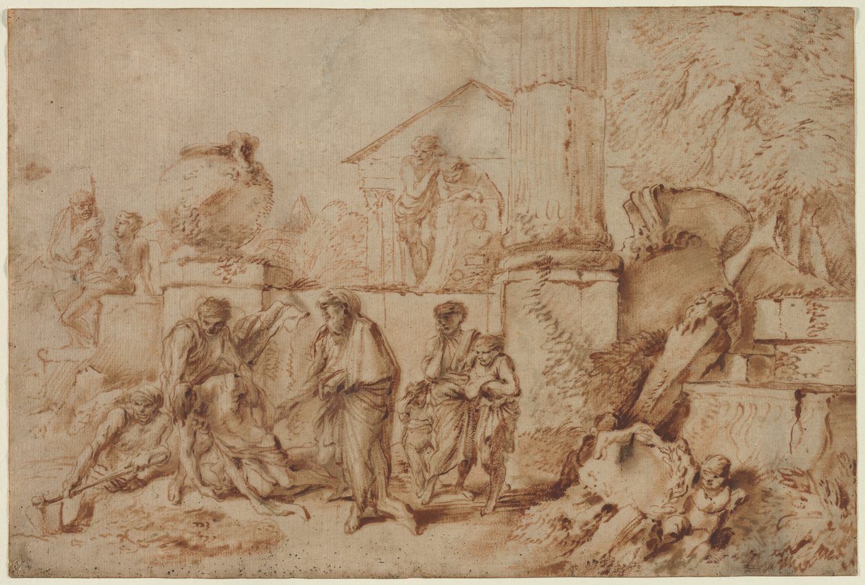 Tobit Burying the Dead、1640年代。 作： ジョバンニベネデットカスティリオーネ