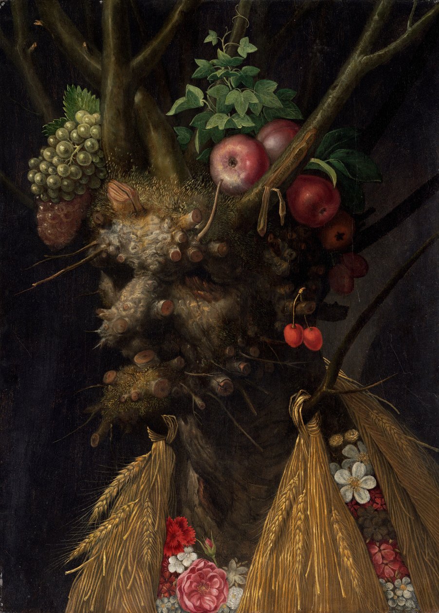 一つの頭の中の四季、c。 1590年。 作： ジュゼッペ・アルチンボルディ