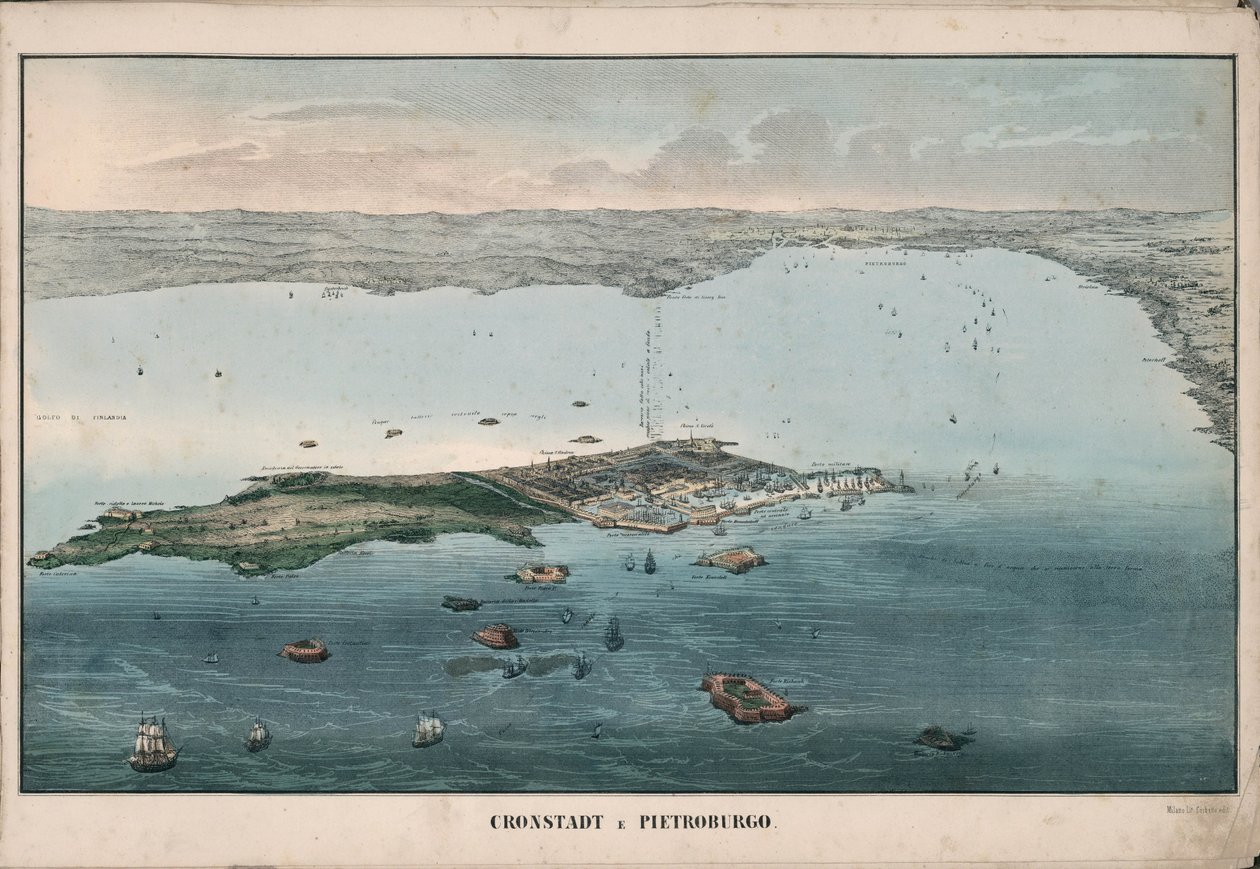 クロンシュタットの全景、1853 年。 作： ジュゼッペ・シヴェッリ