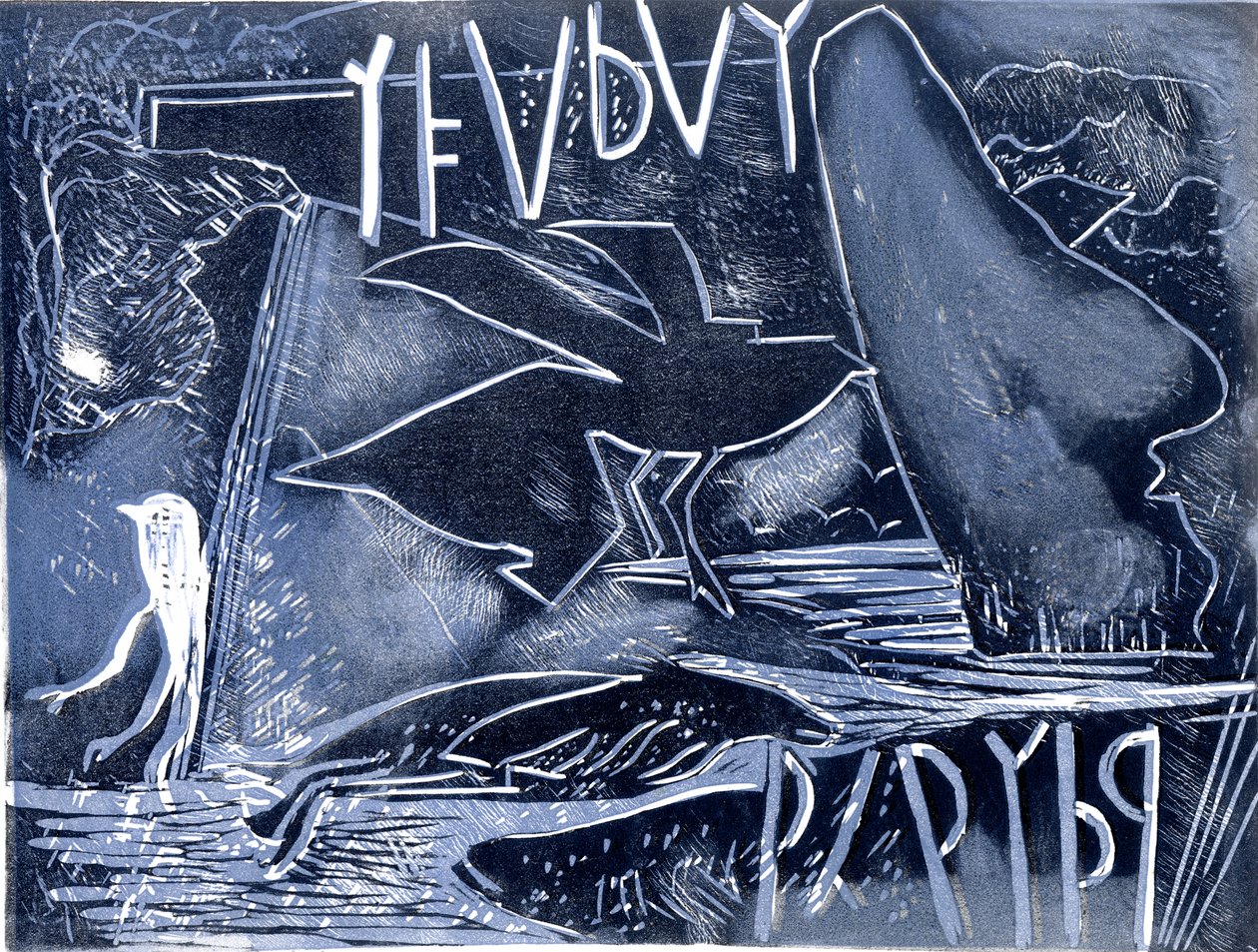 何年にもわたって（linocut） 作： グロリア・ワリントン