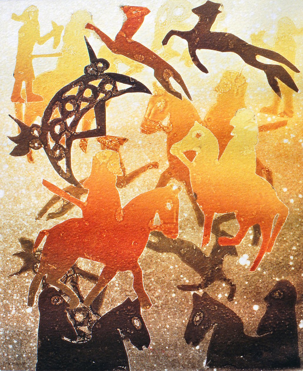Pictish Hunt 2000（モノプリント） 作： グロリア・ワリントン
