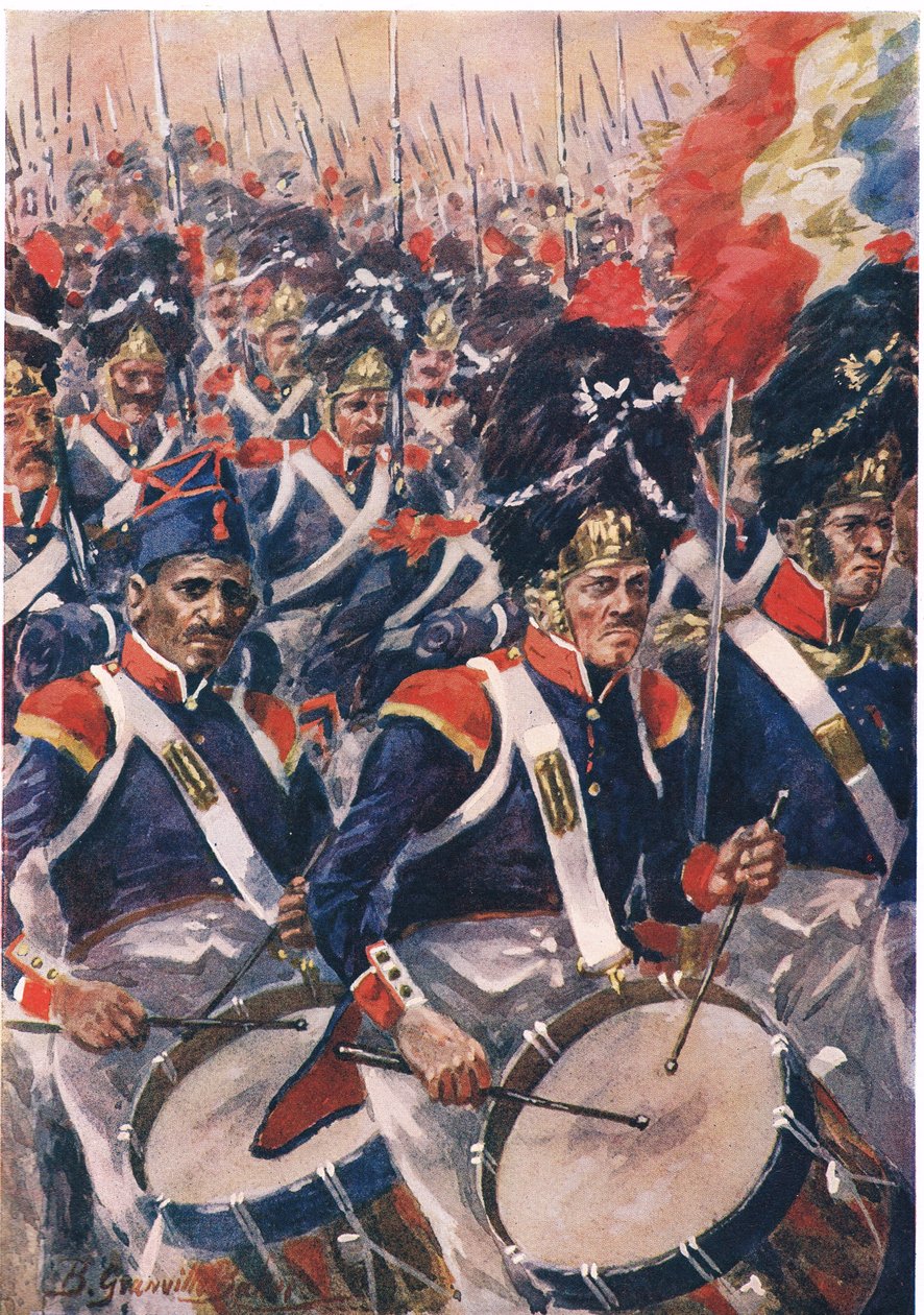 バローサでのフランス人の前進、「陸と海でのイギリスの戦い」のイラスト、ロンドン、カッセル発行、1910年 作： ゴードンフレデリックブラウン