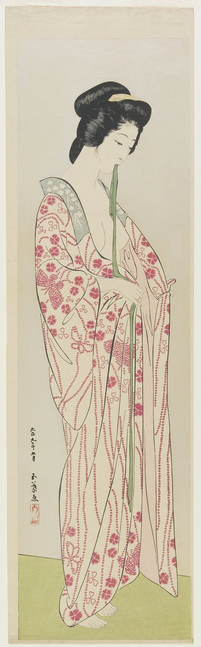 1920年5月、着物の下着を着た女性 作： 橋口五葉