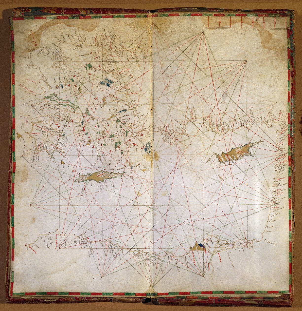 東地中海の地図（羊皮紙にインク） 作： グラツィオーゾベニンカサ