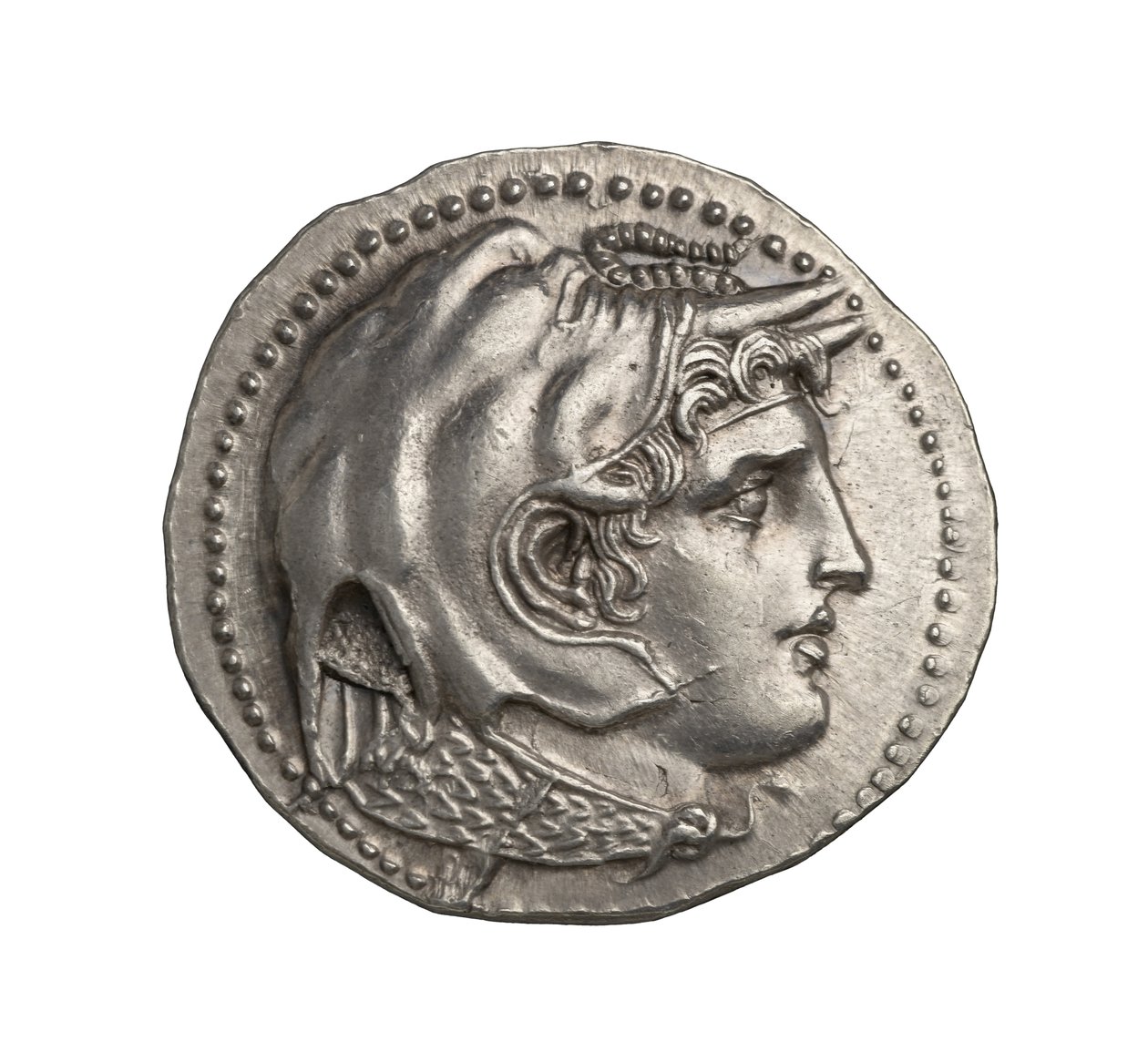 アレクサンドリアの古代ギリシャ（プトレマイオス）銀貨、紀元前295年（銀） 作： ギリシャ語