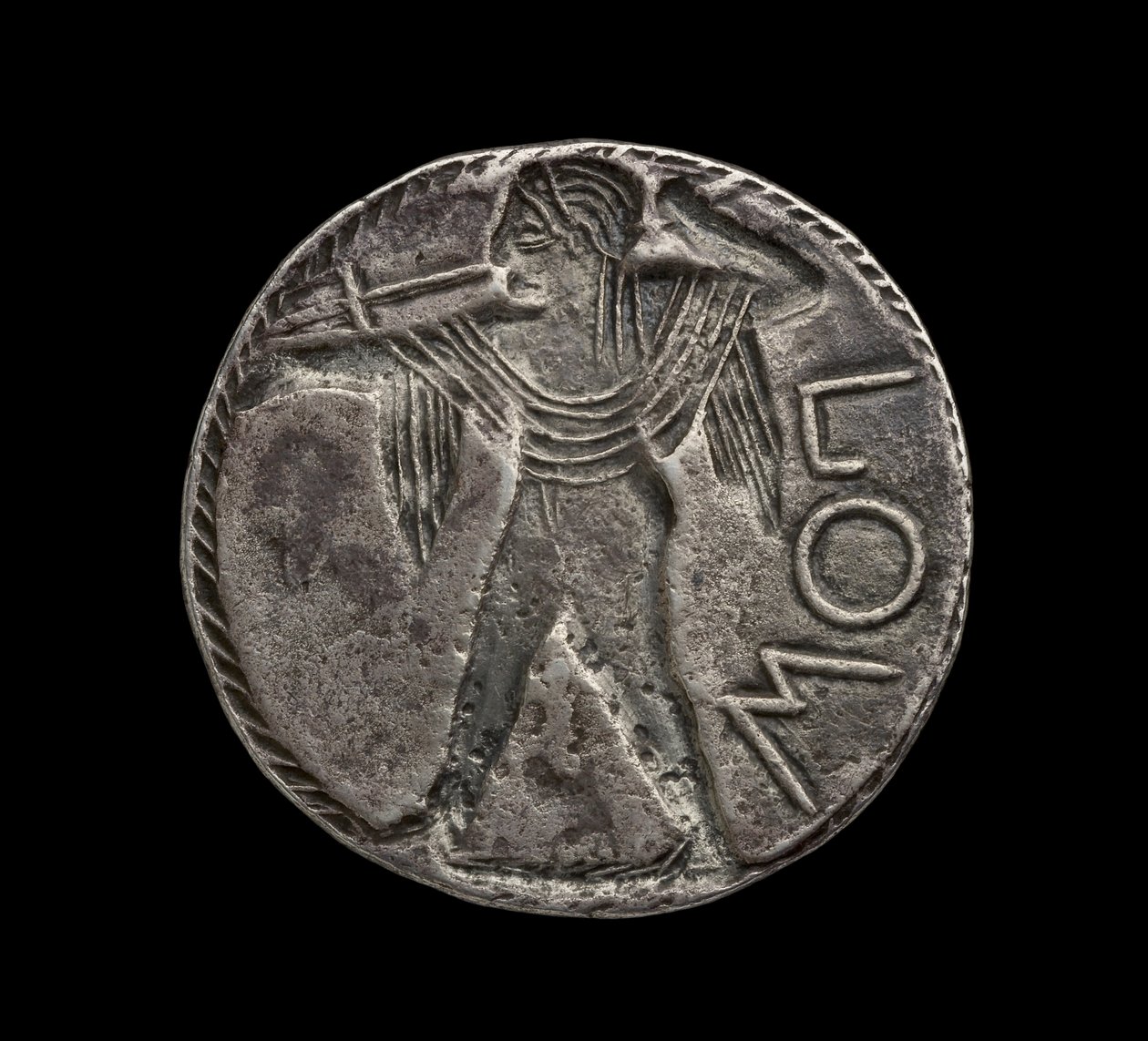 ポシドニア出身の古代ギリシャの被包銀貨、AD 510-30（銀） 作： ギリシャ語