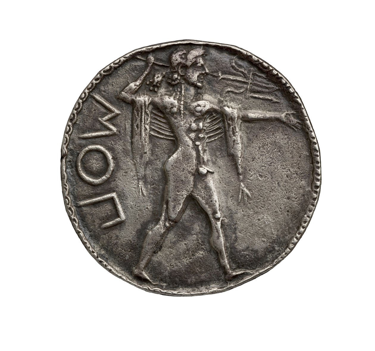 ポシドニア出身の古代ギリシャの被包銀貨、AD 510-30（銀） 作： ギリシャ語