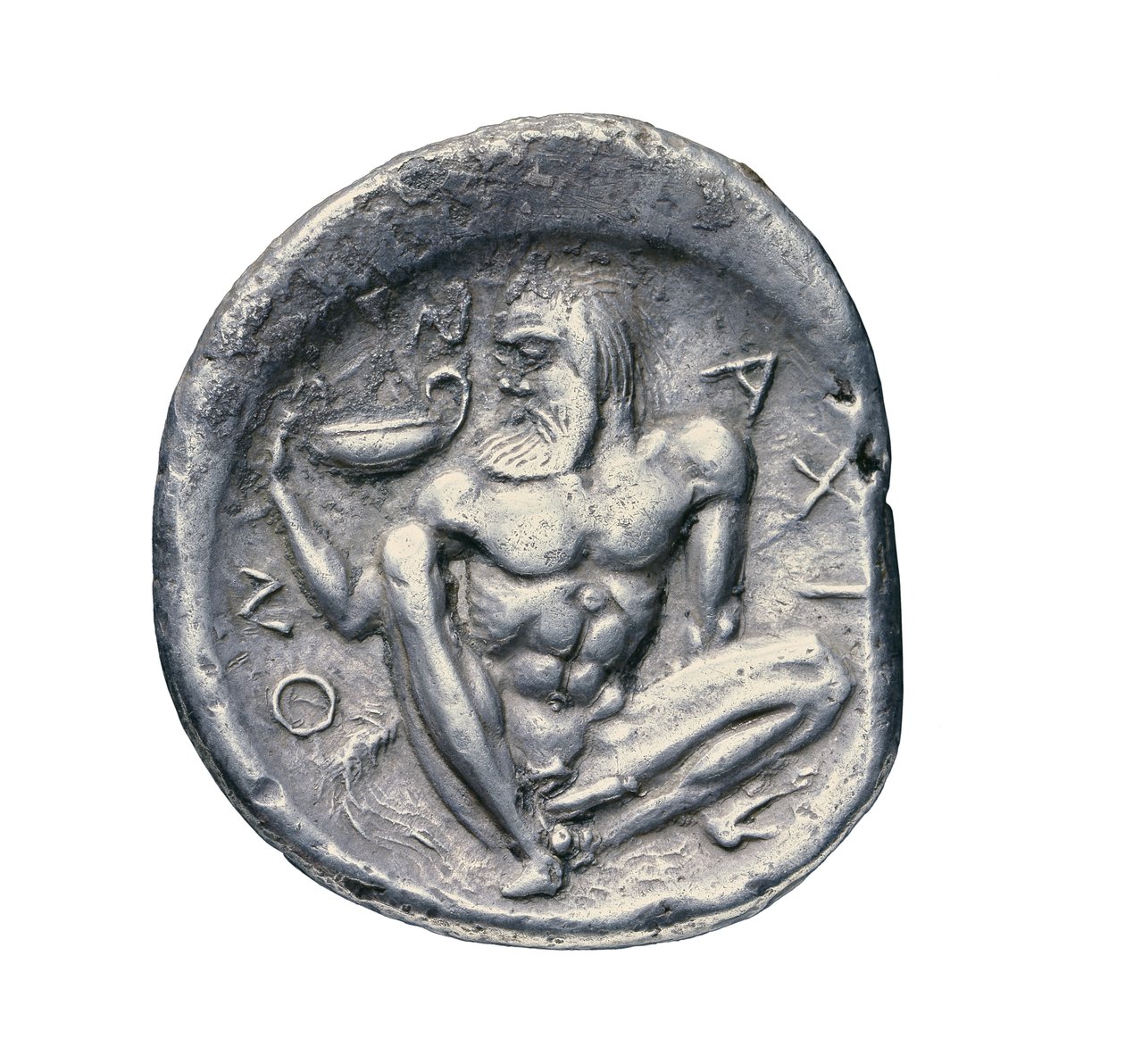 ナクサスの古代ギリシャの銀貨、紀元前460年（銀） 作： ギリシャ語