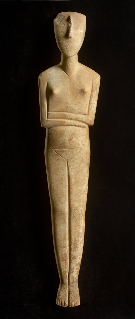 キクラデスの置物、アモルゴス、紀元前2500年頃（大理石） 作： ギリシャ語
